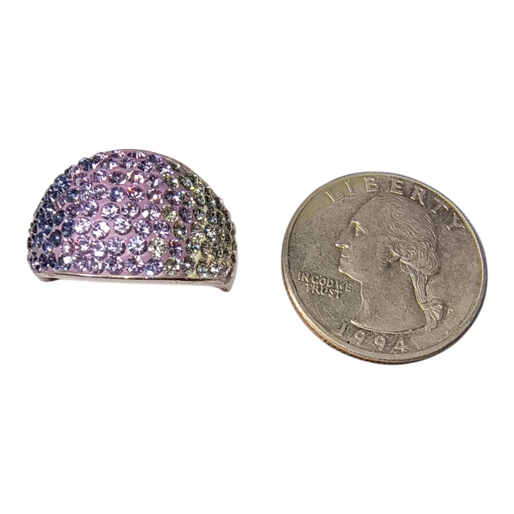 Purple Chunky Sterling Silver & Crystal Graduated Color Ombre Ring